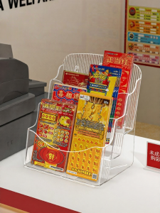 QIOEROUL | Lottery Ticket Display Organizer Stair-Step Transparent Acrylic Desktop 3 Layers