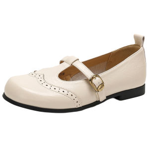 Josiny | Spring New Arrival Embossed Soft Sole Brown Mary Jane Shoes Female