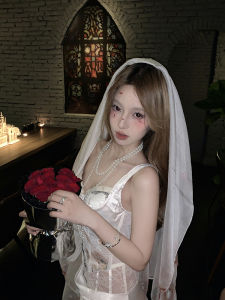 [Peach Tea] Ruins Bride Halloween Original Design Handmade Burning Veil Cos Photo Dress up Accessories