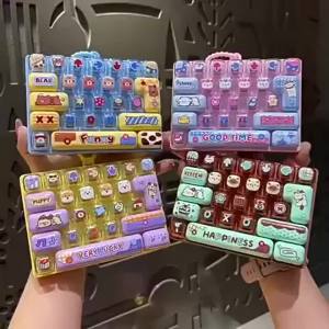 Bandai | 26 Grid Keyboard Keycap Clicker Anti-stress Key Cap Keychain Bag Pendant Cartoon Fidget Keyboard Keychain Charms Gift 키캡