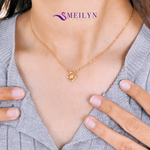 MEILYN Kalung Nuri Fashion Motif Clover Bunga Lapis Emas Gold Necklace 0211250143