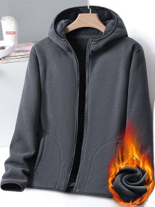 ROMON | Lormen Mens Fleece Zipper Hooded Jacket Thickened Warm Casual Sport Spring Autumn New Style Open Cardigan Outerwear