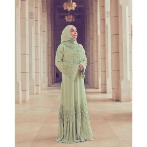 PLEATED ALLIUM ABAYA Abaya Pleated Allium Dresses Lace Sleeves ABAYAS Muslim Jubah Muslimah Abaya Dubai Baju Raya 2022