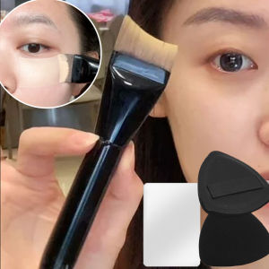 Dorisna แปรงแต่งหน้ารองพื้นเสี้ยวบางพิเศษชุดแปรงรองพื้น3ชิ้นเครื่องมือแต่งหน้าพาเลตต์ผสมฟองน้ำแต่งหน้าขนาดใหญ่