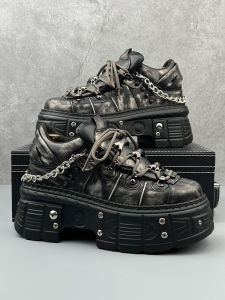 Giày Đế Dày Punk Metal Dành Cho Nam Giày Thường Ngày Thời Trang Giày Đế Cao Bằng Da Tổng Hợp Thoáng Khí Giày Đế Cao Su Mùa Xuân Thu