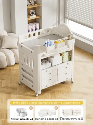 Beige | Mobile Multifunctional Changing Bathing Feeding Caring Table
