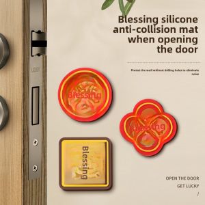 Door Opening Collision Fu Fingerprint Lock Anti-Collision Sticker Blessing Square Fu Character Collision Pad Door Handle Silicone Anti-Collision Handy Gadget