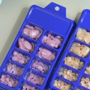 120Pcs Summer Short Square Fake Toenails Glossy Nude/Pink/Brown Full Cover Press Toe Nail Artificial False Toenail Extension Tip