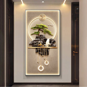New Chinese Style LED Atmosphere Light Painting Decorative Artwork Corridor Entrance Way Luminescent Pine Tree Landscape Decor
