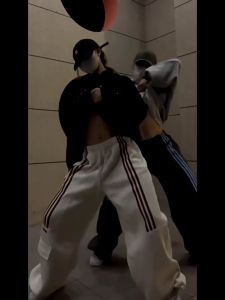 ชายและหญิงกางเกง กระเป๋าตรง 1ใบ สไตส์วินเทจ กางเกงลําลอง ด้านข้าง เป็นเครื่องดื่มสูงผ้า