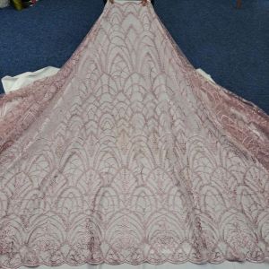 (COD) Kain tille bordir Motif Elisab full payet | Bahan kebaya full payet premium