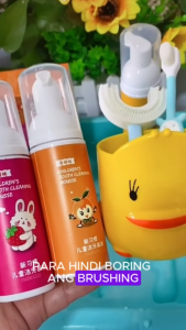 HappyFoam Kids Mousse Foam Toothpaste & Handheld U-shaped Baby/Children Toothbrush