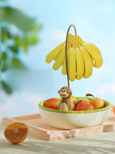 Joie Monkey Fruit Plate Banana Rack For Home Living Room Coffee Table Accessible Luxury Fruit Basket Snack Storage Large Tray Cute