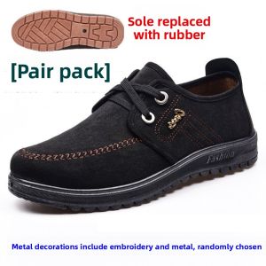 SHIPAILUO | Old Beijing Cloth Shoes Mens Casual Slip-On Fleece Lined Warm Dad Shoes For Driving Anti-Slip Cotton Shoes Cow Tendon