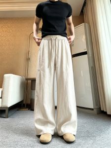 ZHUOCAN | Quần Linen Nếp Vintage Thoáng Mát