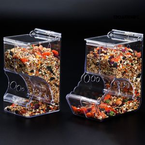 Dispenser Makanan Kelinci Hamster Plastik Jernih Otomatis Pengumpan Hewan Peliharaan untuk Wadah Mangkuk Makanan Kelinci Percobaan Hamster