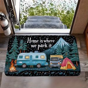 VIKAMA Happy Camper Thảm Chùi Chân Phong Cách Sáng Tạo Thảm Ấm Áp Thảm Trải Sàn Bằng Polyester Cho Phòng Ngủ Phòng Tắm Trang Trí Nhà Cửa Chống Phai Màu
