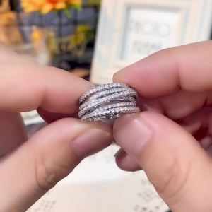 Huitan Luxury Women Ring Multi-layered Cross Design Fashion Party Accessories with Shiny CZ Silver Color/Gold Color Chic Jewelry