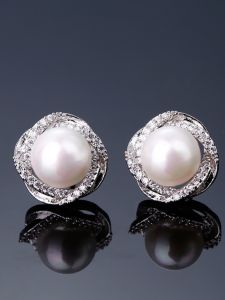 Pearl Stud Earrings 925 Sterling Diamond Earrings Women South korea Fashion Temperament Simple Personality Anti-Allergy Ear Rings
