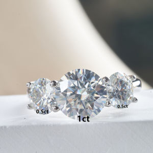Real 2-4ct Moissanite Rings D Color Round 3 Stone Wedding Engagement Promise Ring 925 Sterling Silver Fine Jewelry for Women