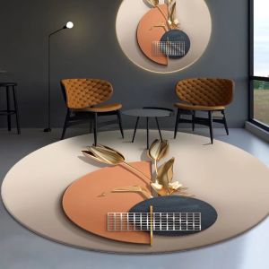 Luxurious Golden Diamond Fleece round Carpet Computer Chair Swivel Chair Hammock Bedroom Study Chair Anti-Slip Foot Pad Home Use