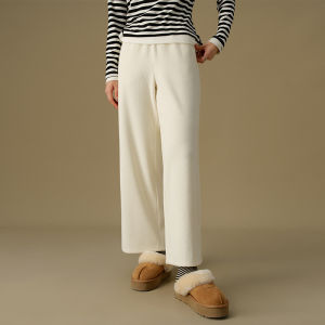 DUSHU | Large Size Simple Work Everyday High Waist Slimming White Casual Pants