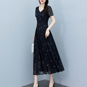 DAIXIANGFEIZI | Đầm Chiffon Hoa Văn Mùa Hè cho Nữ Nhỏ Gọn