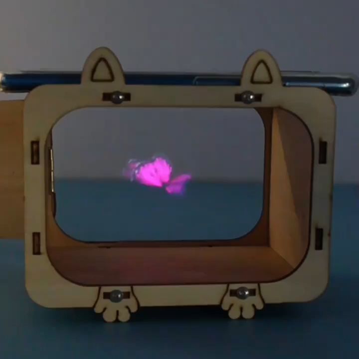 Mô Hình Máy Chiếu 3D Hologram, Làm Tivi Đồ Chơi Stem Khoa Học Công Nghê Làm Bằng Thủ Công Cho Bé