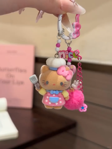 Just Star Cartoon Flocking Chef KT Hello Kitty Miu Series Dopamine Phone Chain Pendant DIY Bag Hanging Key Pieces Fashion Play