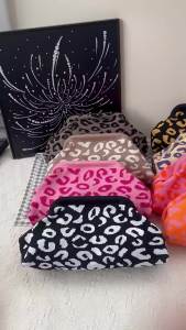 Hot‑selling Dopamine Color Leopard Knitted Clutch Pouch Large‑capacity Cloud Cosmetic Bag Fashion Versatile Clip Evening Handbag for Daily Party Use