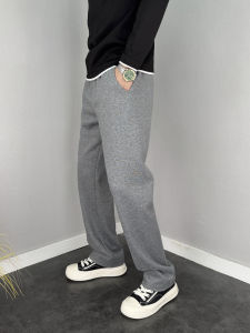 Mens Winter Thickened Slim Fit Sports Sweatpants Casual Straight Leg Wide Leg Pants Comfortable Soft Basic Color Trousers