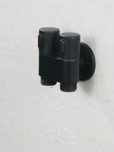 DOUBLE ANGLE VALVE STOP KRAN CABANG 2 OUTLET 2 SWITCH KERAN BIDET FAUCET KLOSET CEBOK HITAM BLACK