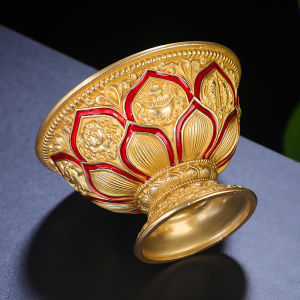 Huicai Brass Offering Water Bowl Tibetan Legend before the Mitzon Buddha Holy Grail Tibetan Style Eight Auspicious Symbols Lotus Buddha Worship Water Cup