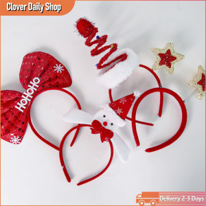 Christmas Headband Xmas Holiday Party Tree Reindeer Antler Cute Hair Hoop Hairband Topper Decoration One Size Santa Hat