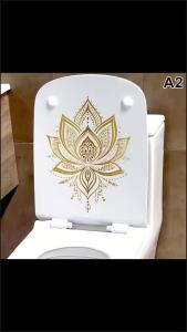 Golden Lotus  Sticker Zen-Style Lotus Decoration Self-Adhesive Removable Aesthetic Bathroom Decal Wall Sticker Home Decor[M55]