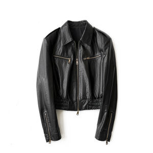 XMO | High Waist Short Vintage Leather Jacket