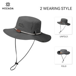 HOZADA หมวกปีนหมวกกลางแจ้งหมวกหมวกไต่เขาหมวกชาวประมงแห้งเร็วฝาปิดระบายอากาศได้ใช้ได้ทั้งชายและหญิงหมวกป้องกันแสงแดดหมวกหน้าร้อนปีกกว้างปีนเขาหมวกบังแดด