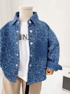 Trendy Kids Denim Shirt Jacket for Boys Spring Autumn Casual Versatile Long Sleeve Top Fashionable Middle Small Children