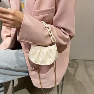 Fashionable Ins Mini Foldable Chain Bag Womens Crossbody Bag Summer New Style Popular Wrinkled Small Bag Versatile Trendy Bag