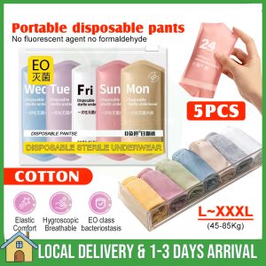 一次性内裤女 5PCS Disposable Panties Woman Ladies Pure Cotton Sterile Underwear Travel Trip Shorts Portable Maternity Panty Underwear Seluar Dalam Pakai Buang Wanita