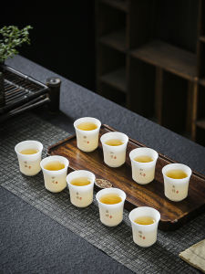 Ice Jade Porcelain Kung Fu Tea Set Small Teacup Chinese White White Jade White Porcelain Tea Savoring Cup High-End Entry Lux For Home Tea Cup