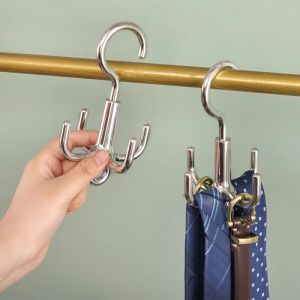 Rotatable Four-claw Hook No-drilling Scarf Hat Clothes Storage Organizer Home Use Bag Belt Storage Device ABS Material