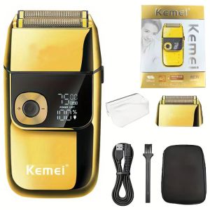 Kemei | Kemei KM-2028 Mens Electric Metal Shaver LED Display Adjustable Speed USB Electric Shaver Hair Shavers