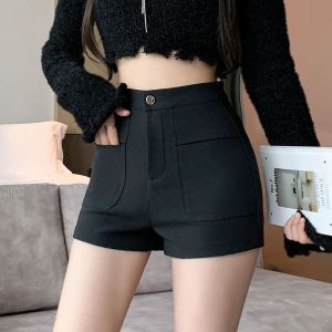 Quần Short Nữ Màu Đen Mùa Hè Quần Short Thường Ngày Cạp Cao Dáng Ôm Vừa Vặn Quần Short Đi Giày Bốt Thời Trang