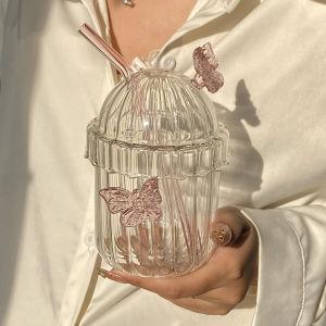 แก้วน้ำกาแฟ BOBO แก้วน้ำสีโปร่งทนความร้อนสูงพร้อมตะแกรง แก้วน้ำสำหรับดื่มน้ำและนม แก้วน้ำครึ่งลิตร แก้วน้ำแบบกลม