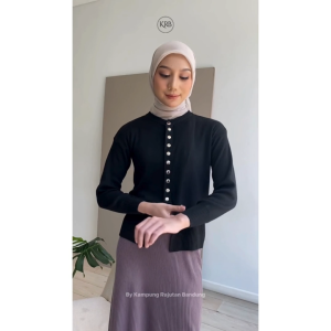 Cardigan Ivy Outer Rajut Atasan Wanita Knit Top Lengan Panjang Kancing Banyak Depan KRB