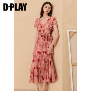 D-PLAY | Resort Yellow Floral Tiered Short Sleeve Dress