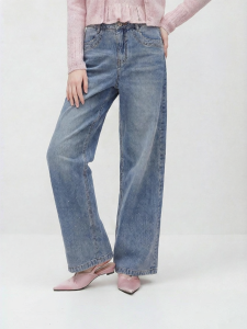 Semir | Rhinestone Washed Culottes Jeans