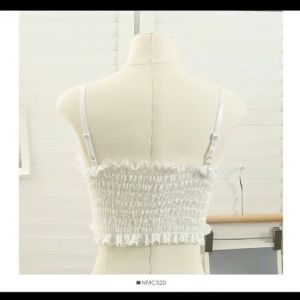 (EVA ONLINE) Korean Double Layer Solid Color With Chest Pad Camisole Lace Vest