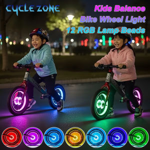 LED Bicycle Wheel Light Bike Front Tail Hub Spoke One Lamp with 7 Color 15 Modes Rechargeable Kids Balance Bike Light